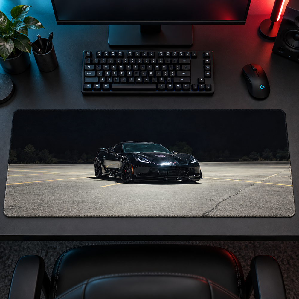 Siyah Spor Otomobil Açık Garaj Mouse Pad - Y1866
