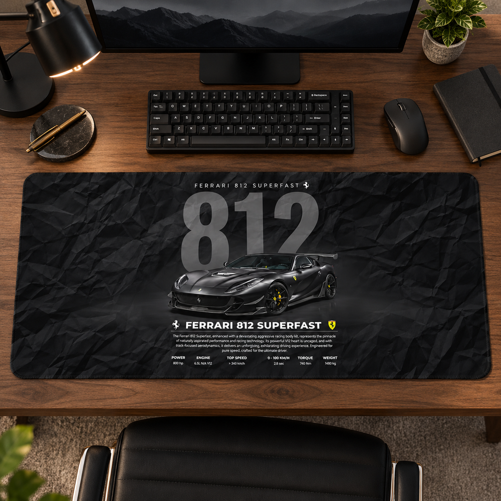 Ferrari 812 Superfast Koyu Doku Tasarımı Mouse Pad - Y1872