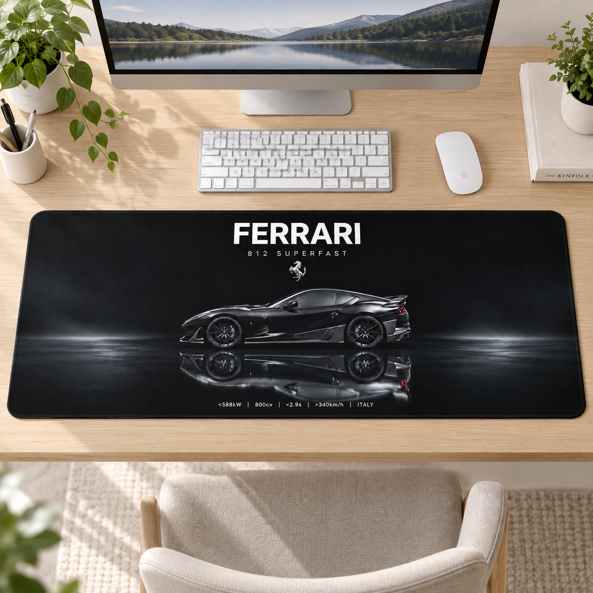 Ferrari Siyah Yan Profil Yansıması Mouse Pad - Y1875