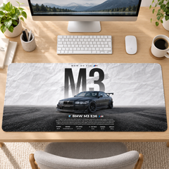BMW M3 E36 Beyaz Teknik Afiş Mouse Pad - Y1885