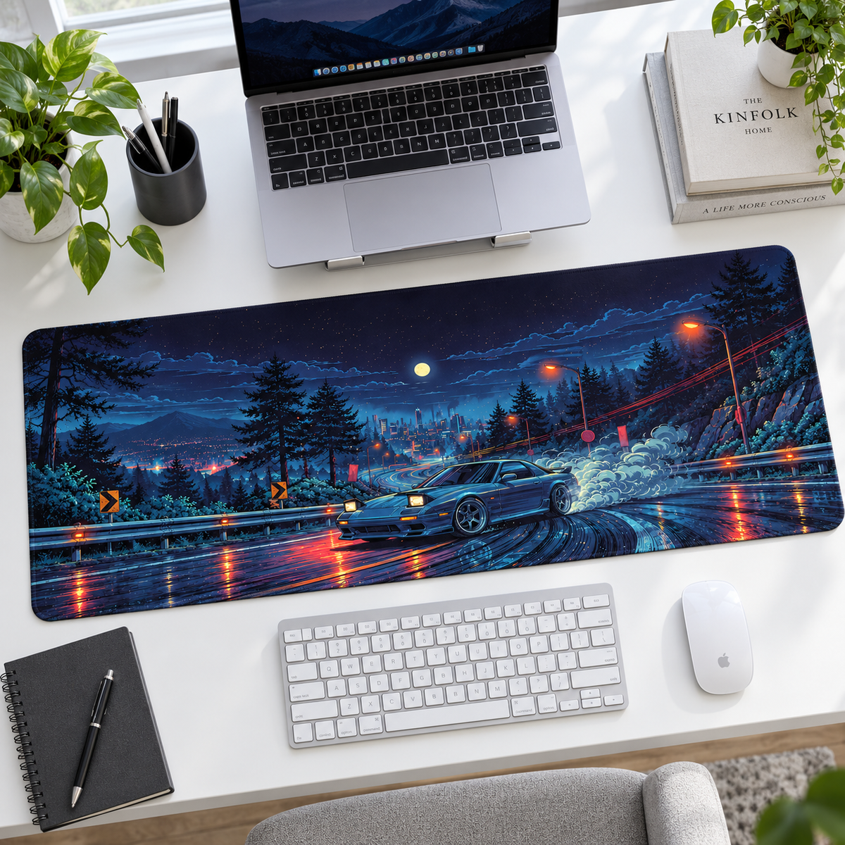 Mavi Gece Dağ Yolunda Drift Mouse Pad - Y1893