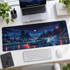 Mavi Gece Dağ Yolunda Drift Mouse Pad - Y1893