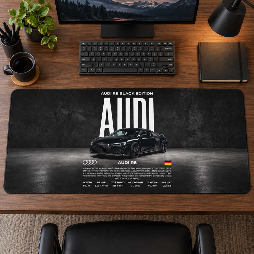 Audi Siyah Teknik Tasarım Mouse Pad - Y1897