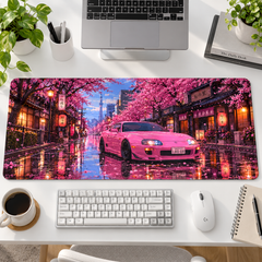 Pembe Spor Otomobil Sakura Sokağı Mouse Pad - Y1898