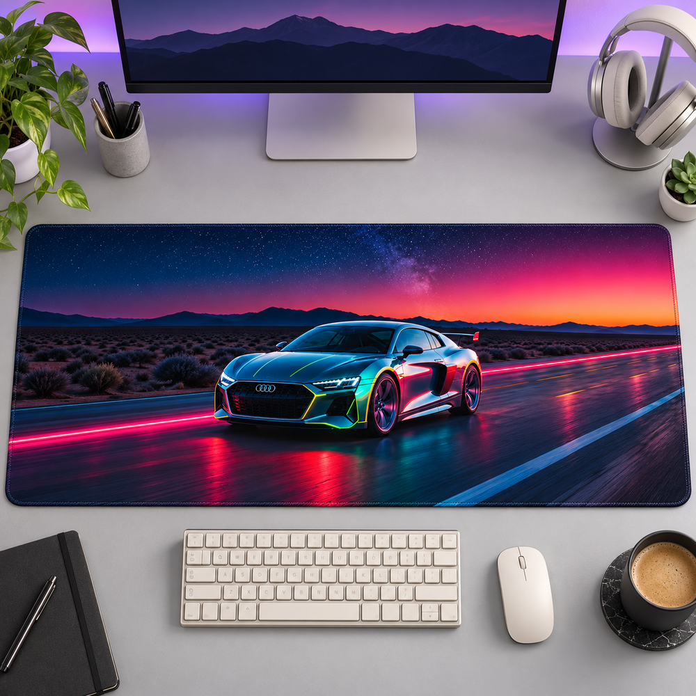 Süper Otomobil Neon Çöl Yolu Mouse Pad - Y1904
