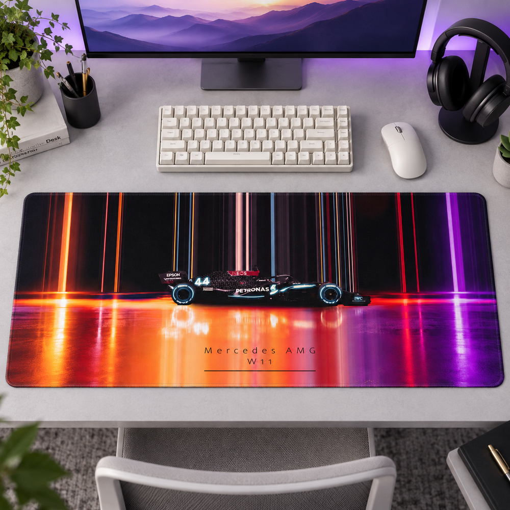 Mercedes Formula Neon Işık Çizgileri Mouse Pad - Y1909