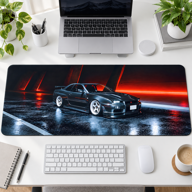 Kırmızı Neon Işığında Lacivert Coupe Mouse Pad - Y1913