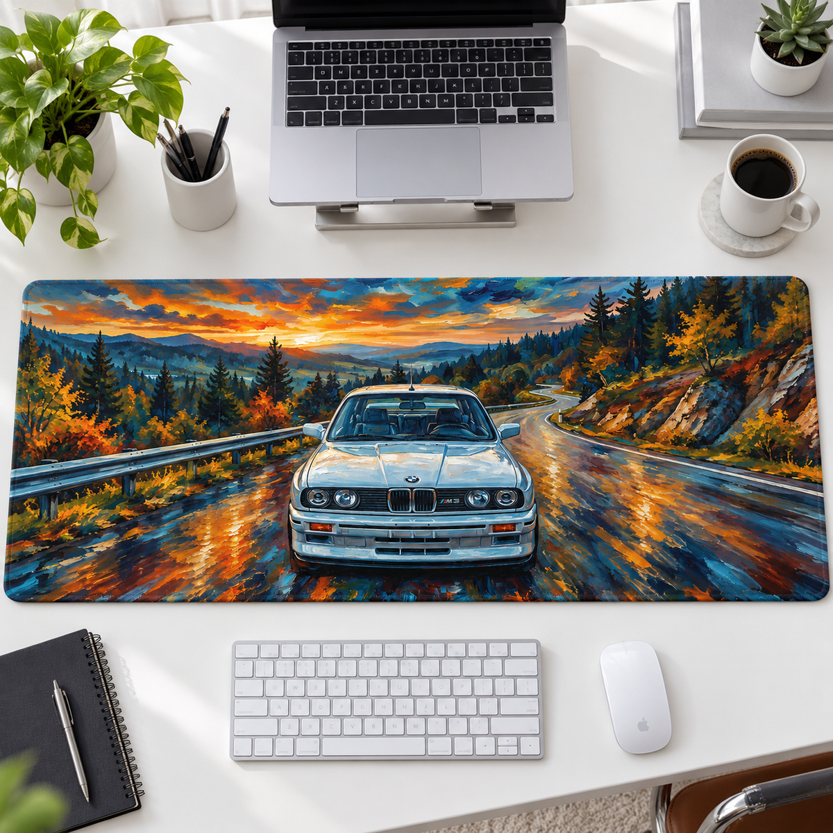 Sonbahar Dağ Yolunda Klasik BMW Mouse Pad - Y1923