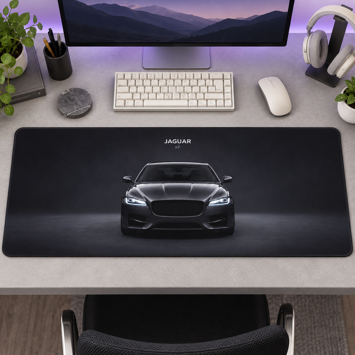 Jaguar Gri Ön Görünüm Mouse Pad - Y1924