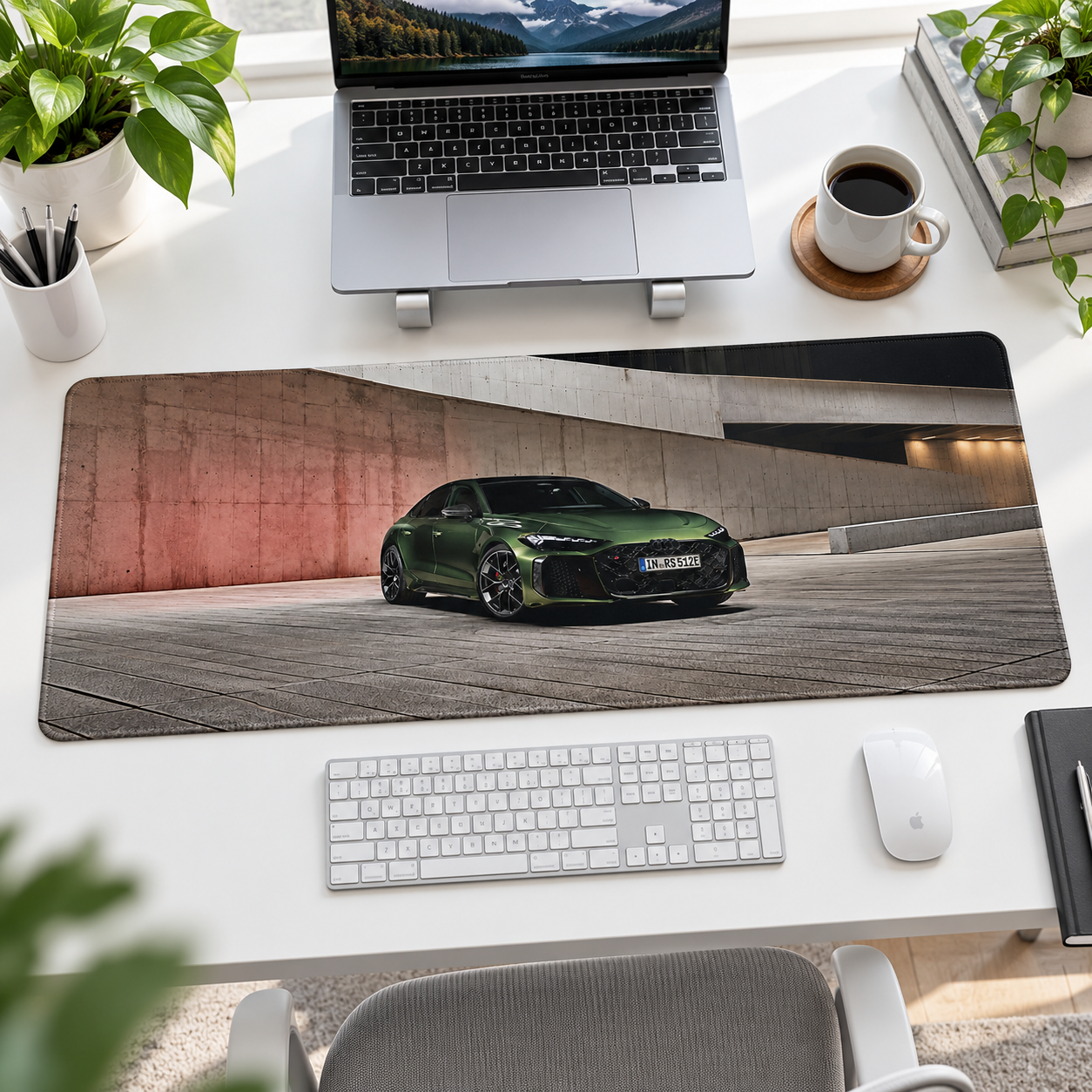 Beton Garajda Yeşil Sedan Mouse Pad - Y1928