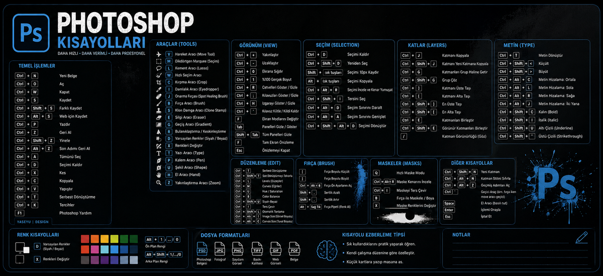 Photoshop Kısa Yolları Mouse Pad